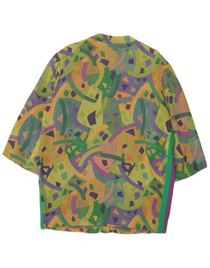 Ferre Womens Oversized 3/4 Sleeve Overcoat IT 46 Large Green Geometric