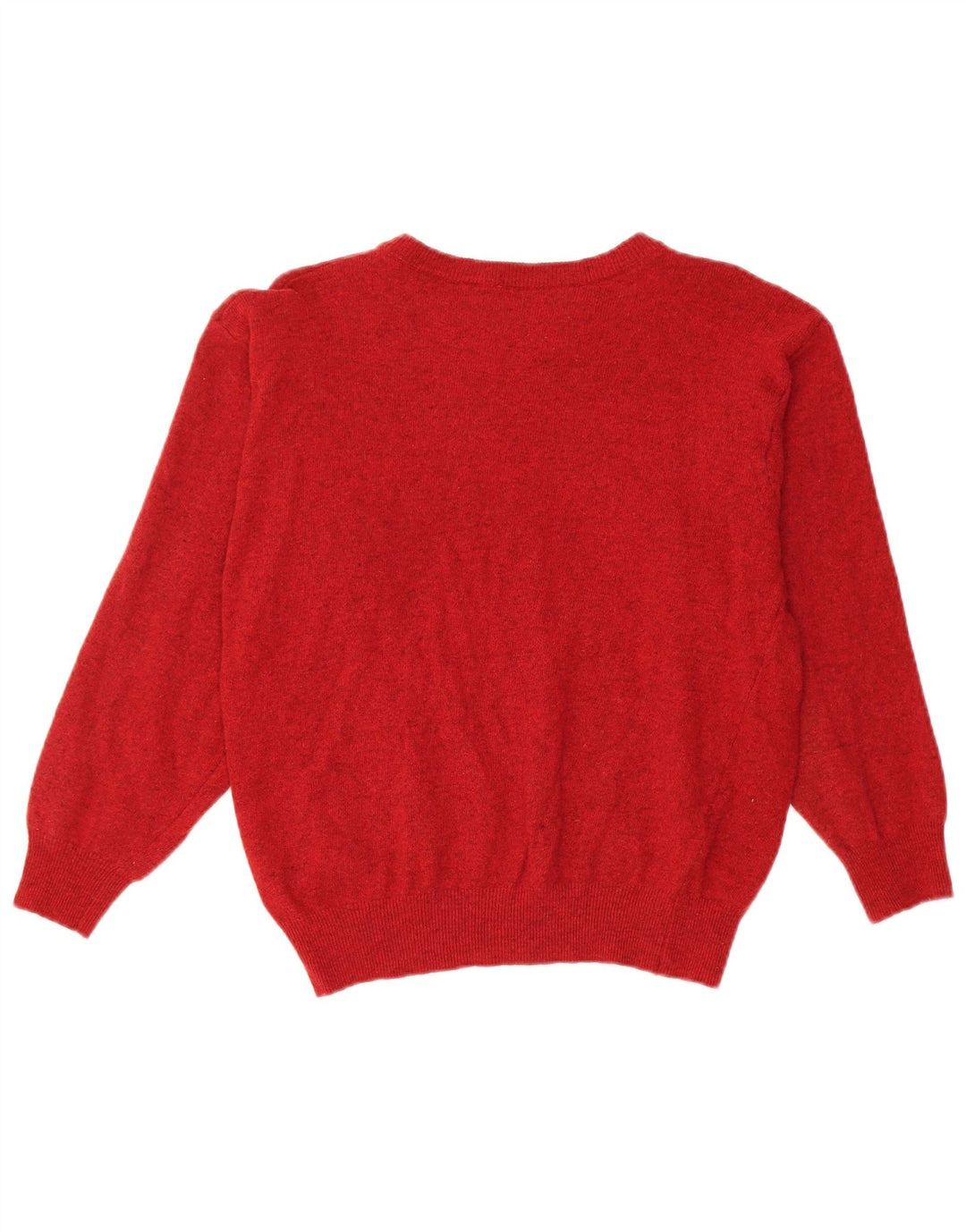 BENETTON Womens Crop Crew Neck Jumper Sweater UK 14 Medium Red Wool