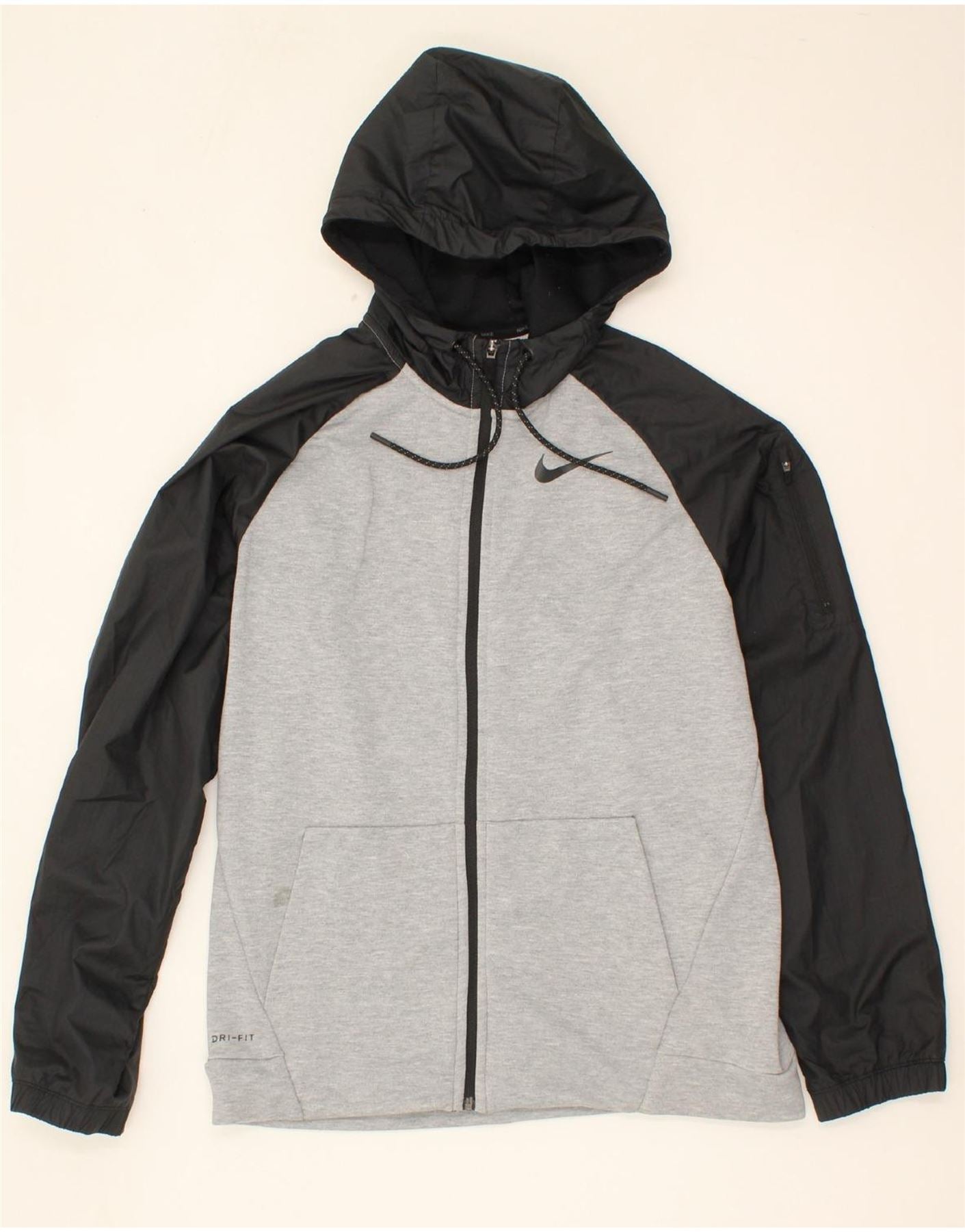 NIKEMensDriFitZipHoodieSweaterMediumGreyColourblockPolyester