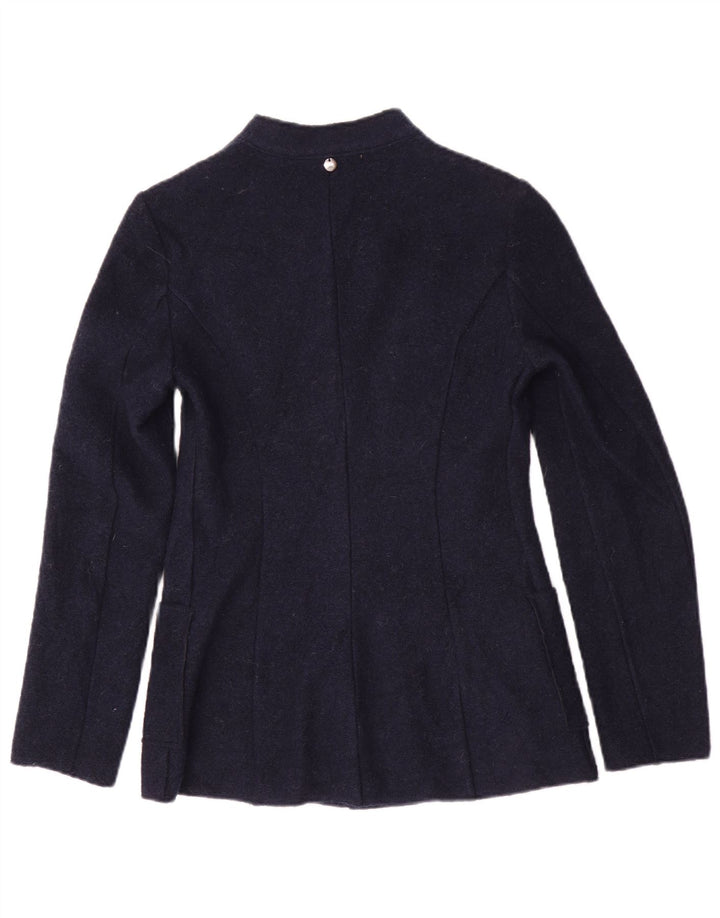Benetton Womens 2 Button Blazer Jacket UK 6 XS  Navy Blue Polyester