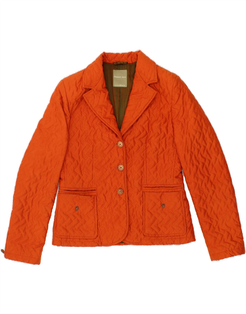 ELIZABETH ASCOT Womens Quilted Jacket UK 14 Medium Orange Polyester | Vintage Elizabeth Ascot | Thrift | Second-Hand Elizabeth Ascot | Used Clothing | Messina Hembry 