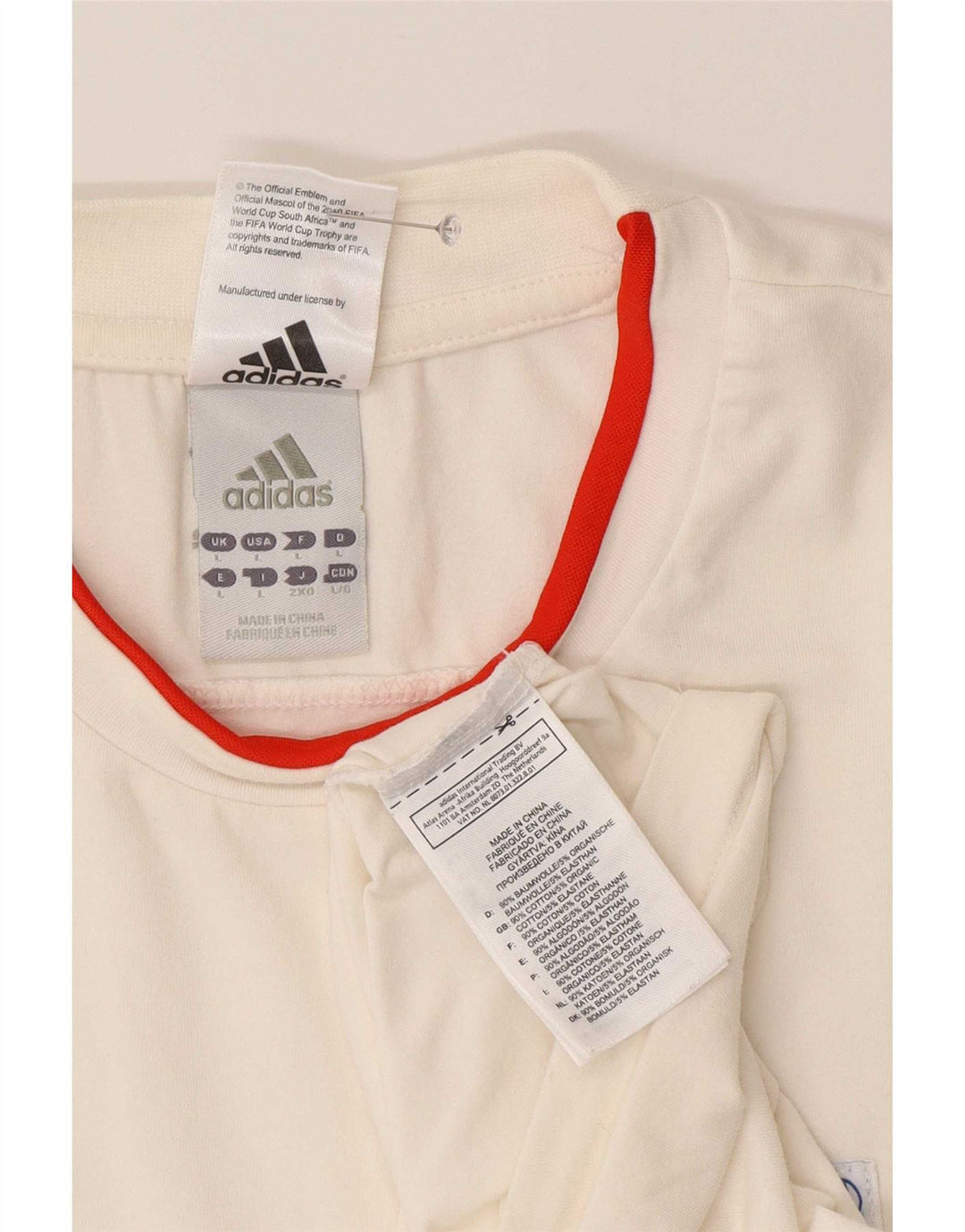 Adidas Mens Short Sleeve T-Shirt Top Large White Cotton