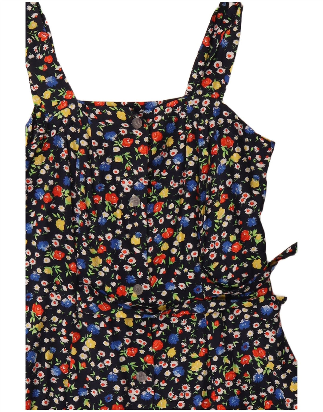 Vintage Womens Sundress UK 12 Medium Navy Blue Floral