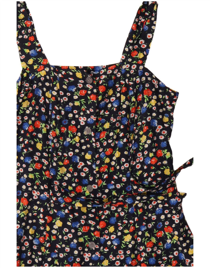 Vintage Womens Sundress UK 12 Medium Navy Blue Floral