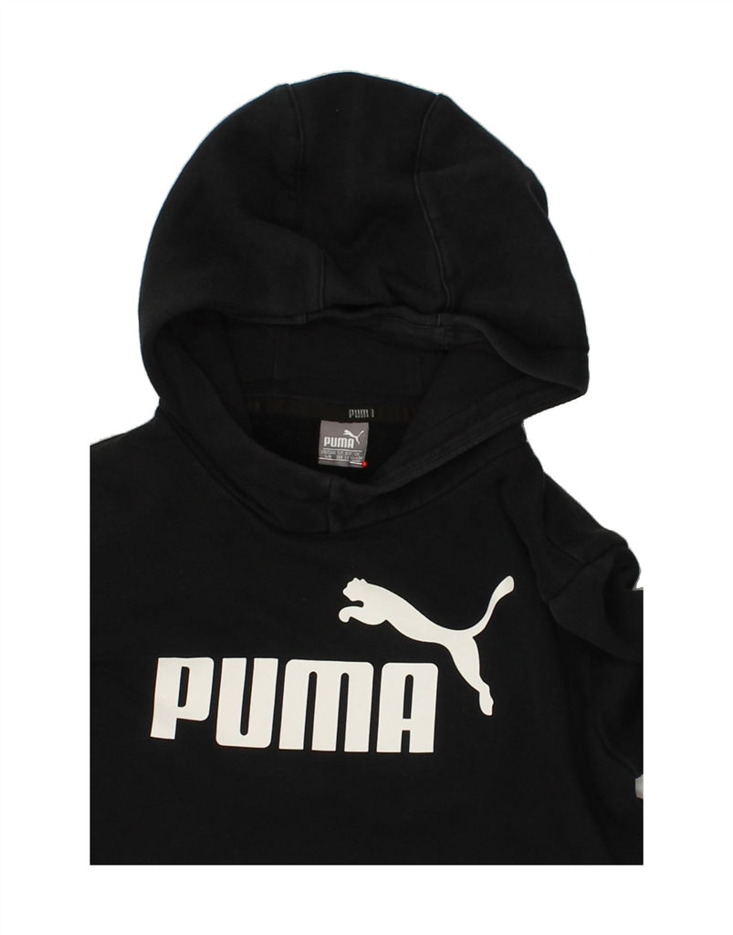 PUMA Boys Graphic Hoodie Jumper 11-12 Years Black Cotton | Vintage Puma | Thrift | Second-Hand Puma | Used Clothing | Messina Hembry 