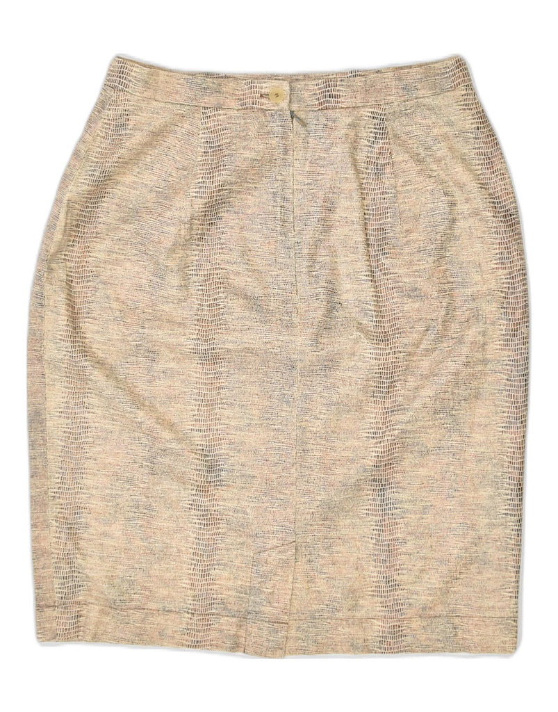 OLSEN Womens Straight Skirt UK 10 Small W26 Beige Animal Print Cotton | Vintage | Thrift | Second-Hand | Used Clothing | Messina Hembry 