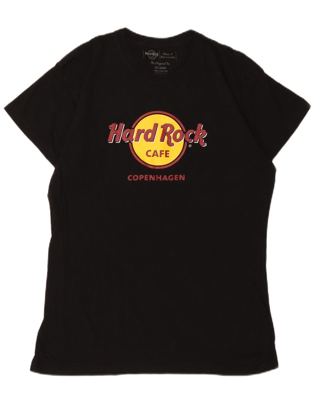 HARD ROCK CAFE Womens Copenhagen Graphic T-Shirt Top UK 20 2XL Black