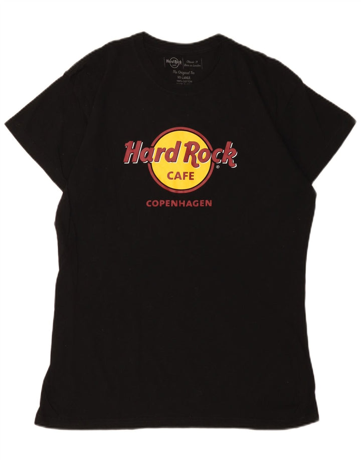 HARD ROCK CAFE Womens Copenhagen Graphic T-Shirt Top UK 20 2XL Black