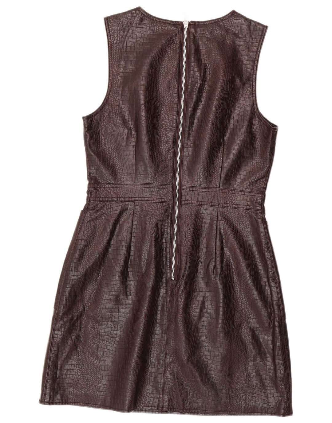 WAREHOUSE Womens Sleeveless Sheath Dress UK 12 Medium Brown Animal Print