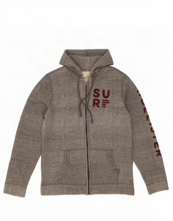 Superdry Mens Graphic Zip Hoodie Sweater Medium Grey Flecked Cotton