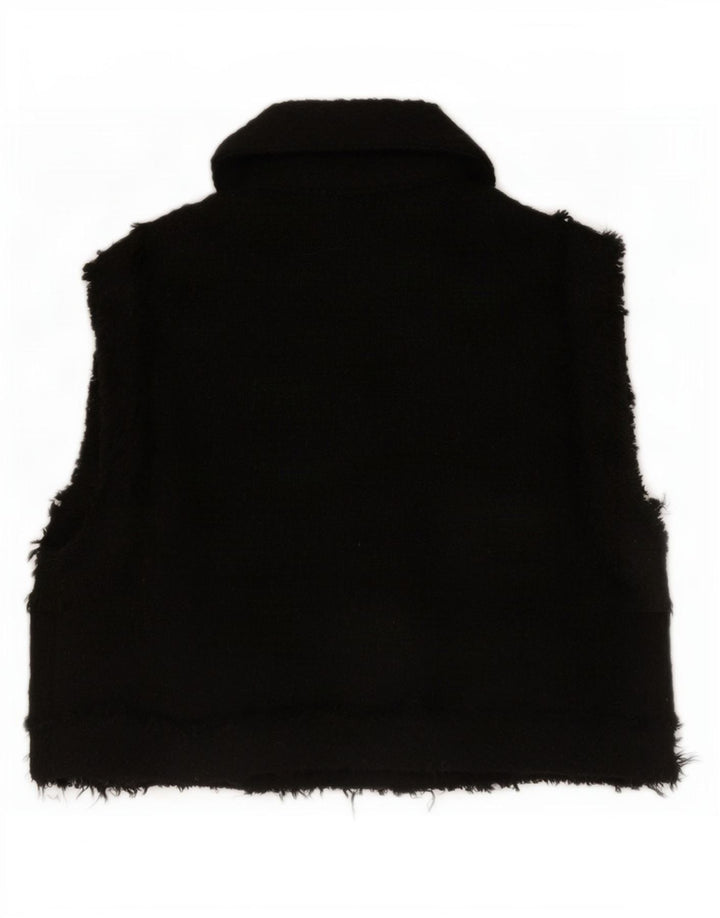 Zara Womens Crop Gilet UK 6 XS Black Polyester