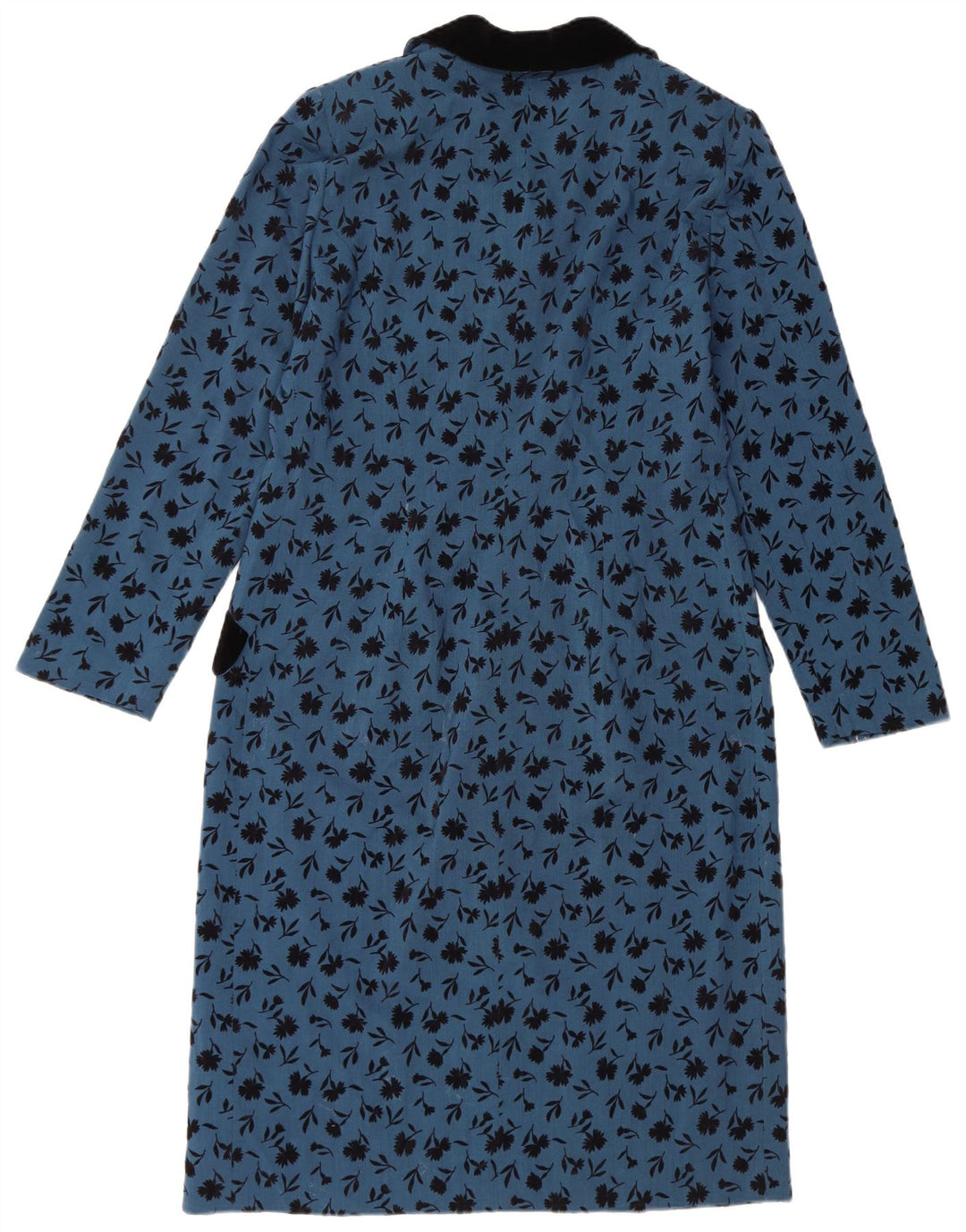 Vintage Womens Long Sleeve Shift Dress UK 14 Medium Blue Floral