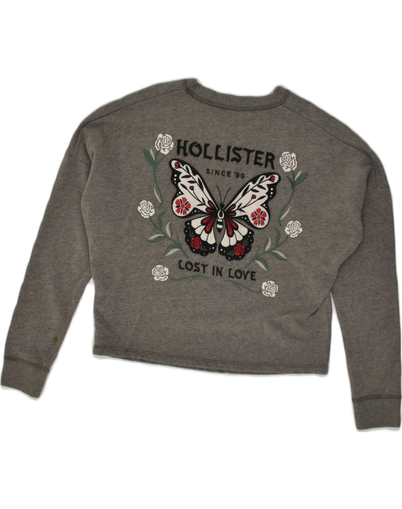 HOLLISTER Womens Graphic Sweatshirt Jumper UK 10 Small Grey Cotton | Vintage Hollister | Thrift | Second-Hand Hollister | Used Clothing | Messina Hembry 