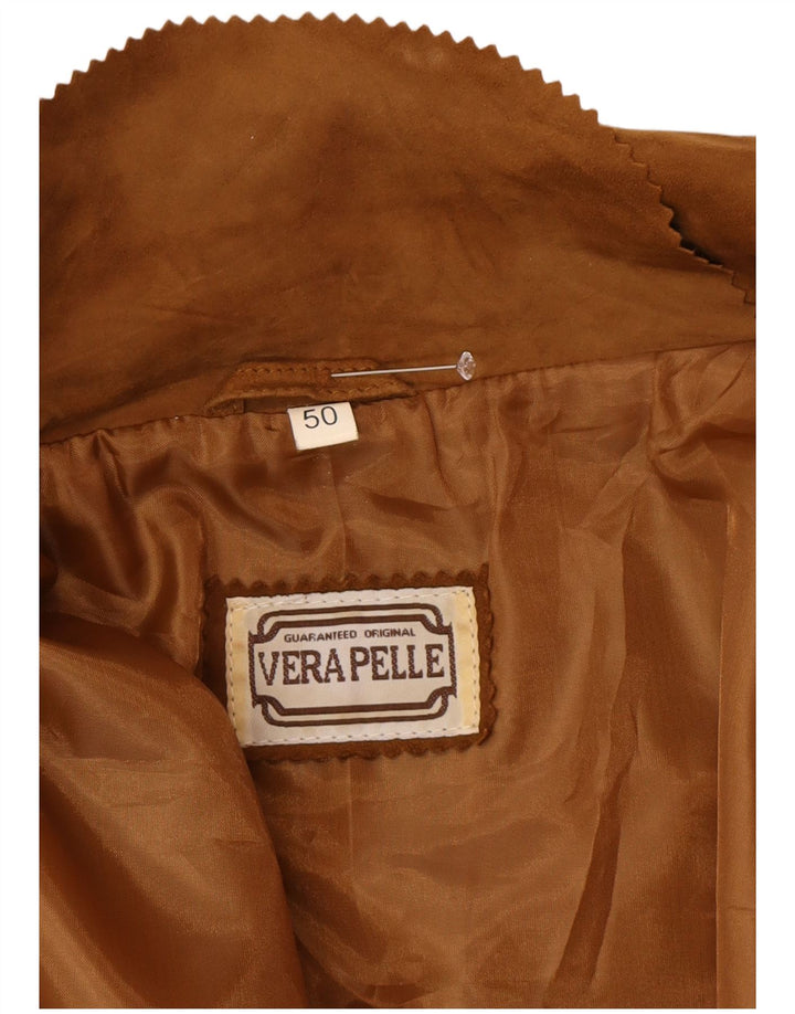 Vintage Womens Oversized Suede Overcoat IT 50 XL Brown Leather