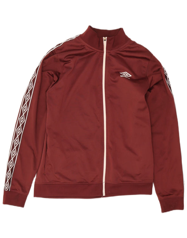Umbro Womens Graphic Tracksuit Top Jacket UK 16 Large Burgundy Polyester