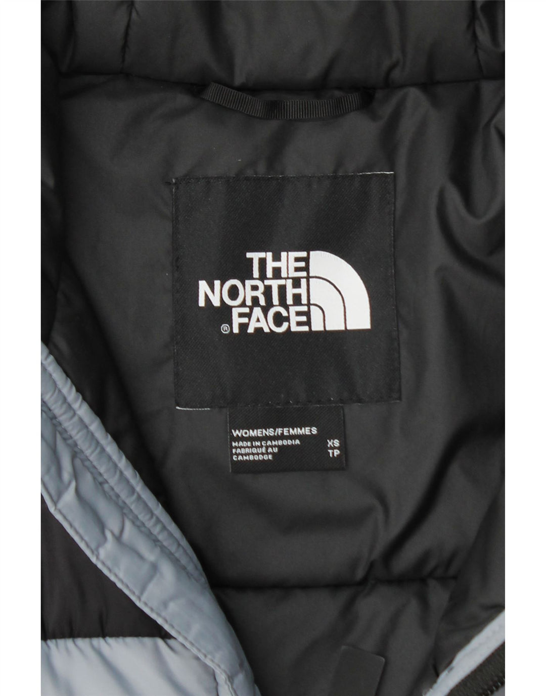 THE NORTH FACE Womens Hooded Padded Jacket UK 6 XS Grey Colourblock Nylon