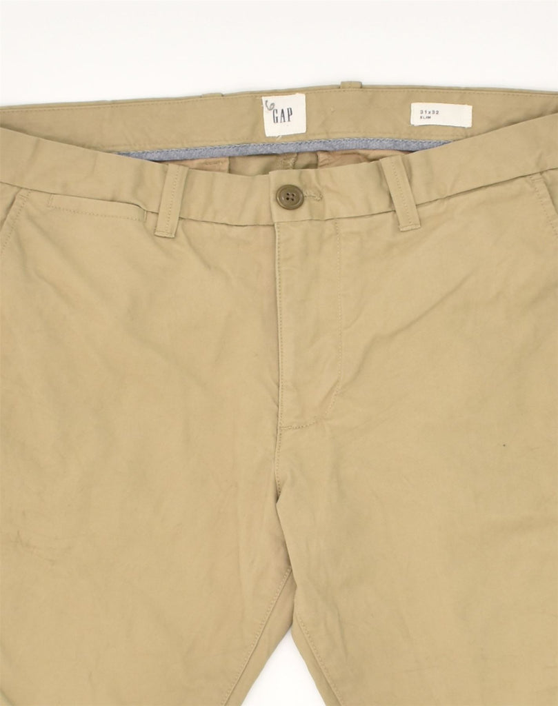 GAP Mens Slim Chino Trousers W31 L26 Khaki Cotton | Vintage Gap | Thrift | Second-Hand Gap | Used Clothing | Messina Hembry 