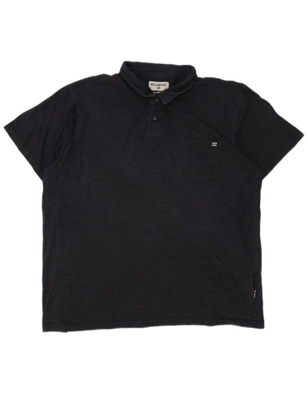 Billabong Mens Polo Shirt XL Grey Pinstripe Cotton