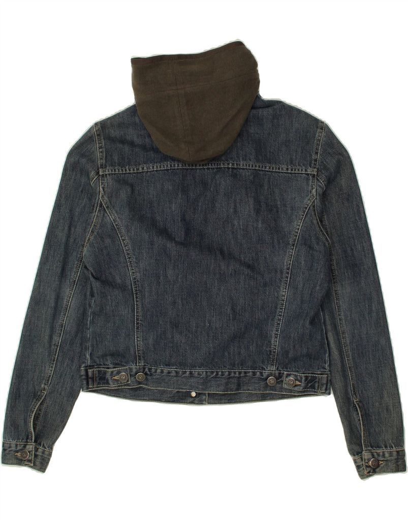 TIMBERLAND Womens Crop Hooded Denim Jacket UK 8 Small Navy Blue Cotton Vintage Timberland and Second-Hand Timberland from Messina Hembry 