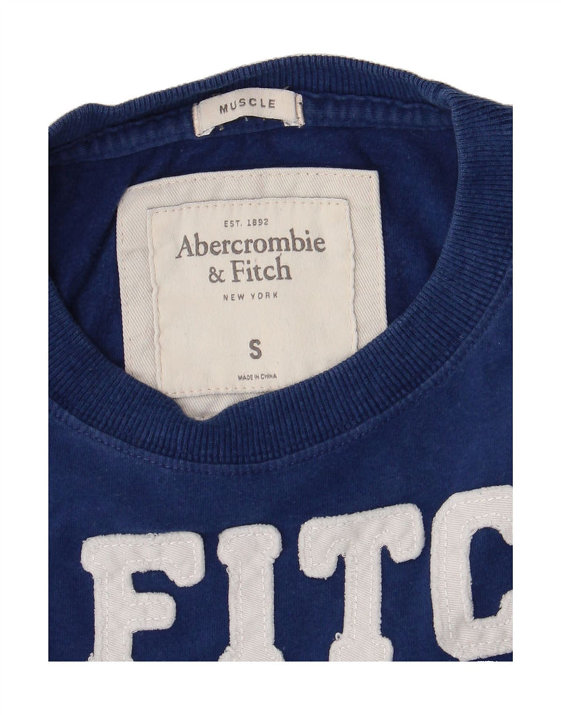 ABERCROMBIE & FITCH Mens Muscle Graphic T-Shirt Top Small Blue Cotton Vintage Abercrombie & Fitch and Second-Hand Abercrombie & Fitch from Messina Hembry 