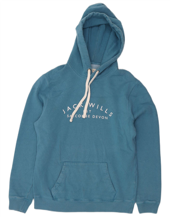 Jack Wills Mens Graphic Hoodie Jumper Medium Blue Cotton