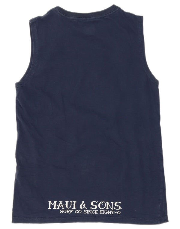 Maui and Sons Boys Graphic Vest Top 13-14 Years Navy Blue Cotton