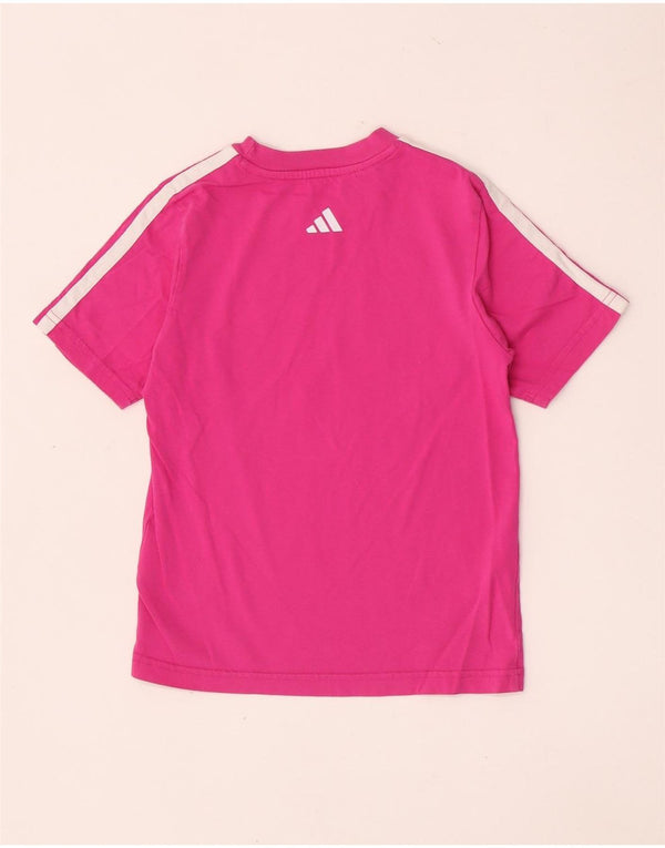 Adidas Girls Regular Graphic T-Shirt Top 7-8 Years Pink Cotton