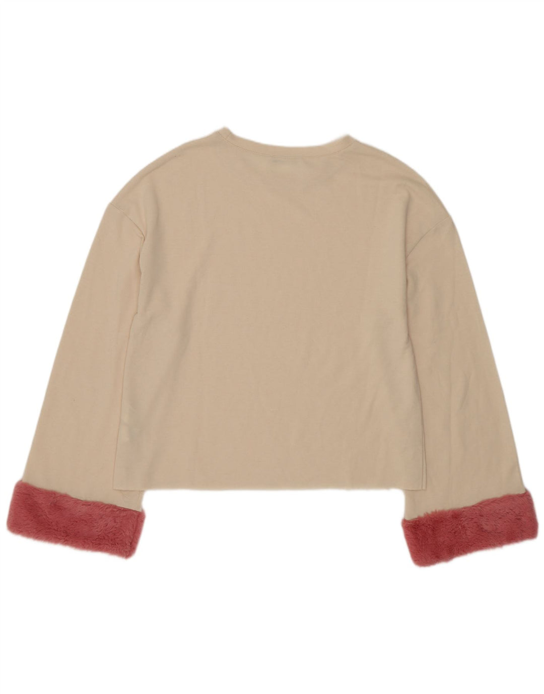 Zara Womens Oversized Top Long Sleeve UK 10 Small Beige Colourblock