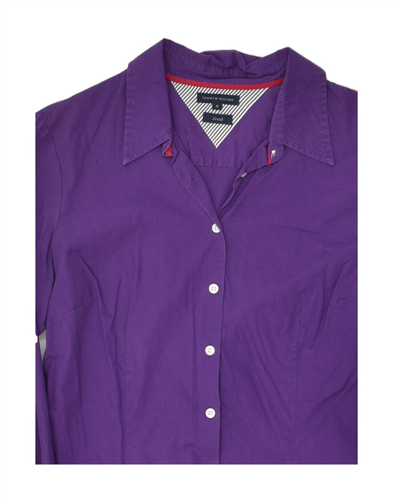 TOMMY HILFIGER Womens Stretch Shirt US 8 Medium Purple Cotton | Vintage Tommy Hilfiger | Thrift | Second-Hand Tommy Hilfiger | Used Clothing | Messina Hembry 