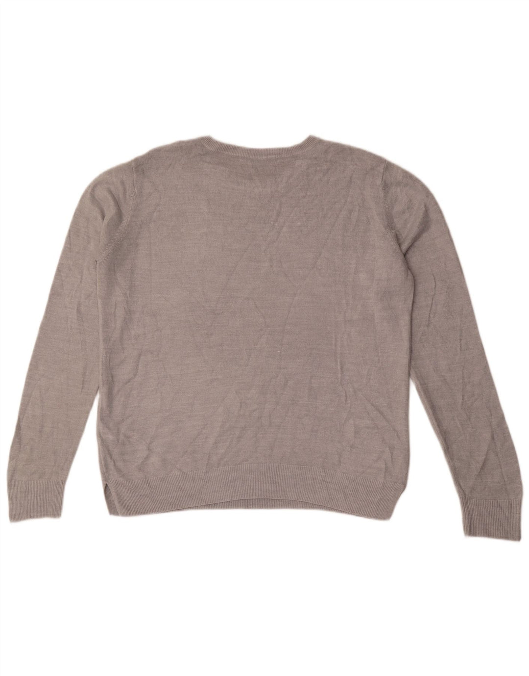 Marks & Spencer Womens Crew Neck Jumper Sweater UK 14 Large Grey Acrylic