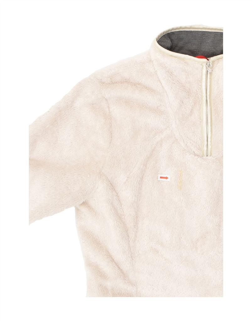 THE NORTH FACE Womens Zip Neck Fleece Jumper UK 14 Medium Beige Polyester | Vintage The North Face | Thrift | Second-Hand The North Face | Used Clothing | Messina Hembry 