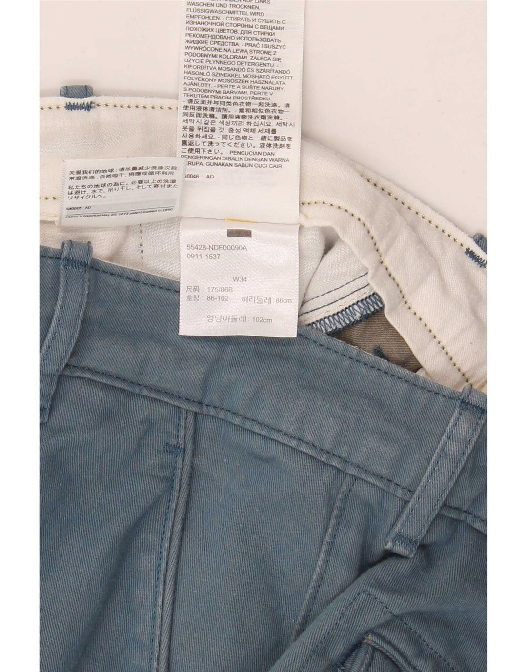 Levi's Mens Chino Shorts W34 Large Blue Cotton