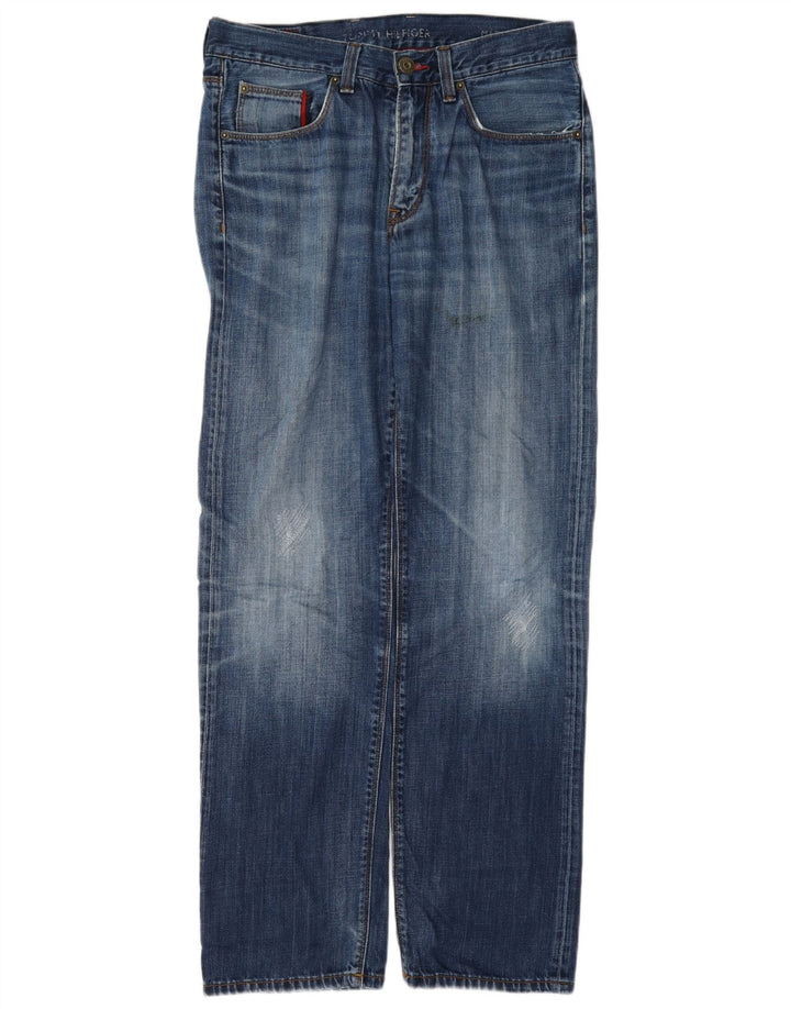 Tommy Hilfiger Mens Distressed Straight Jeans W32 L32 Blue Cotton