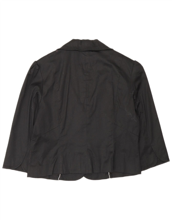 Coast Womens 3/4 Sleeve Open Blazer Jacket UK 16 Large  Black Cotton