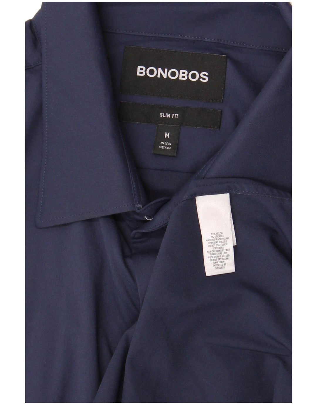 BONOBOS Mens Slim Fit Shirt Medium Navy Blue Nylon