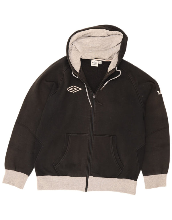 Umbro Mens Zip Hoodie Sweater 2XL Black Colourblock Cotton