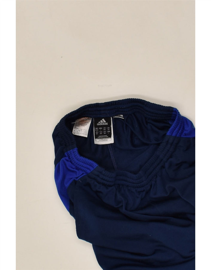 ADIDAS Womens Tracksuit Trousers UK 14 Large Navy Blue Colourblock | Vintage Adidas | Thrift | Second-Hand Adidas | Used Clothing | Messina Hembry 