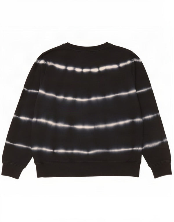 Marks & Spencer Womens Sweatshirt Jumper UK 14 Large Black Tie Dye Cotton