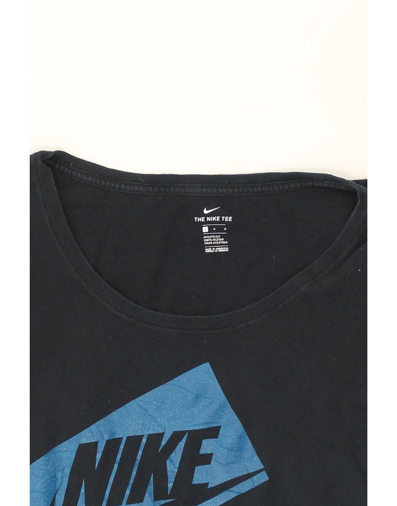 NIKE Womens Graphic T-Shirt Top UK 16 Large Navy Blue Cotton | Vintage Nike | Thrift | Second-Hand Nike | Used Clothing | Messina Hembry 