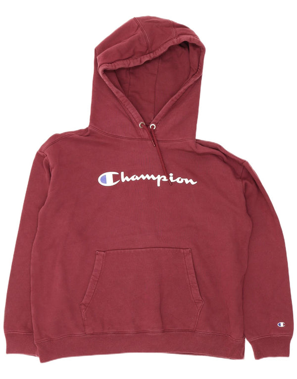 Champion Womens Graphic Loose Fit Hoodie Jumper UK 18 XL Burgundy Cotton