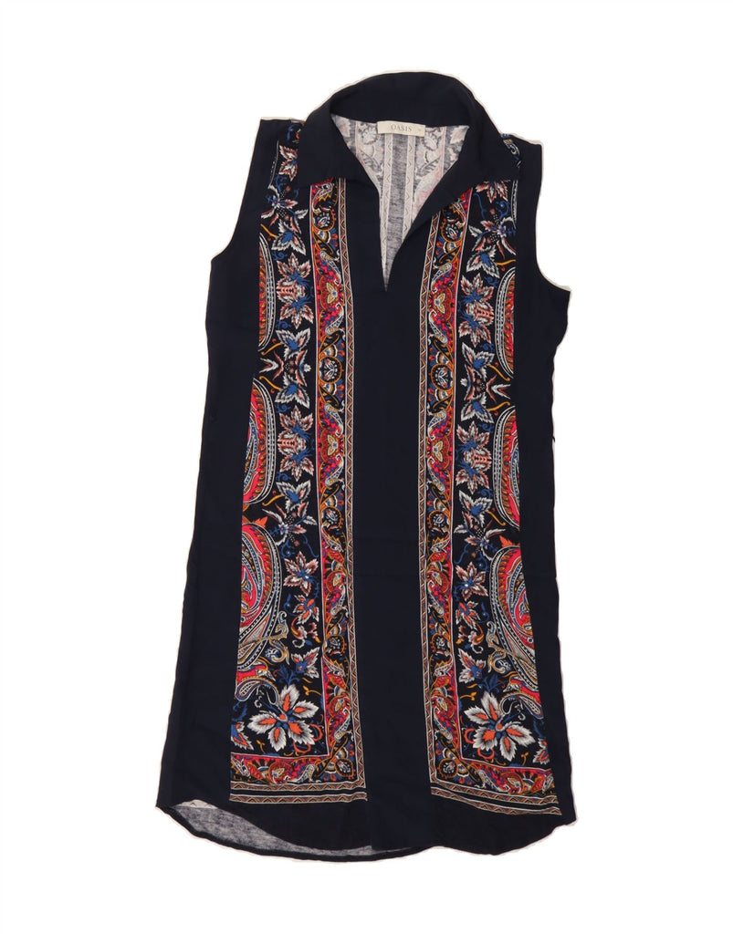 OASIS Womens Sleeveless Sheath Dress UK 6 XS Navy Blue Floral Viscose Vintage Oasis and Second-Hand Oasis from Messina Hembry 