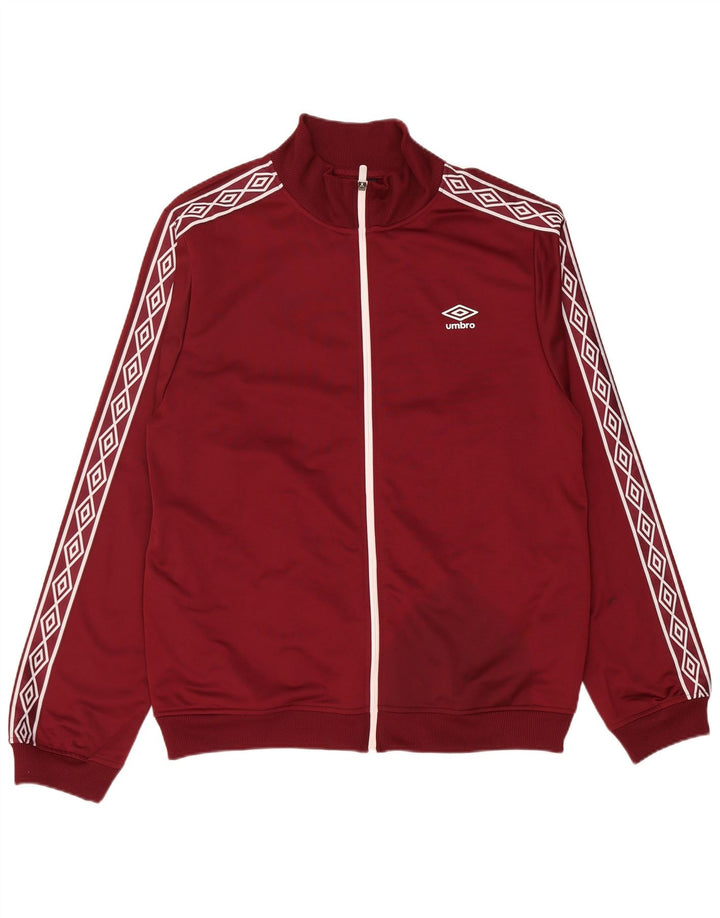 UMBRO Mens Graphic Tracksuit Top Jacket XL Burgundy Polyester