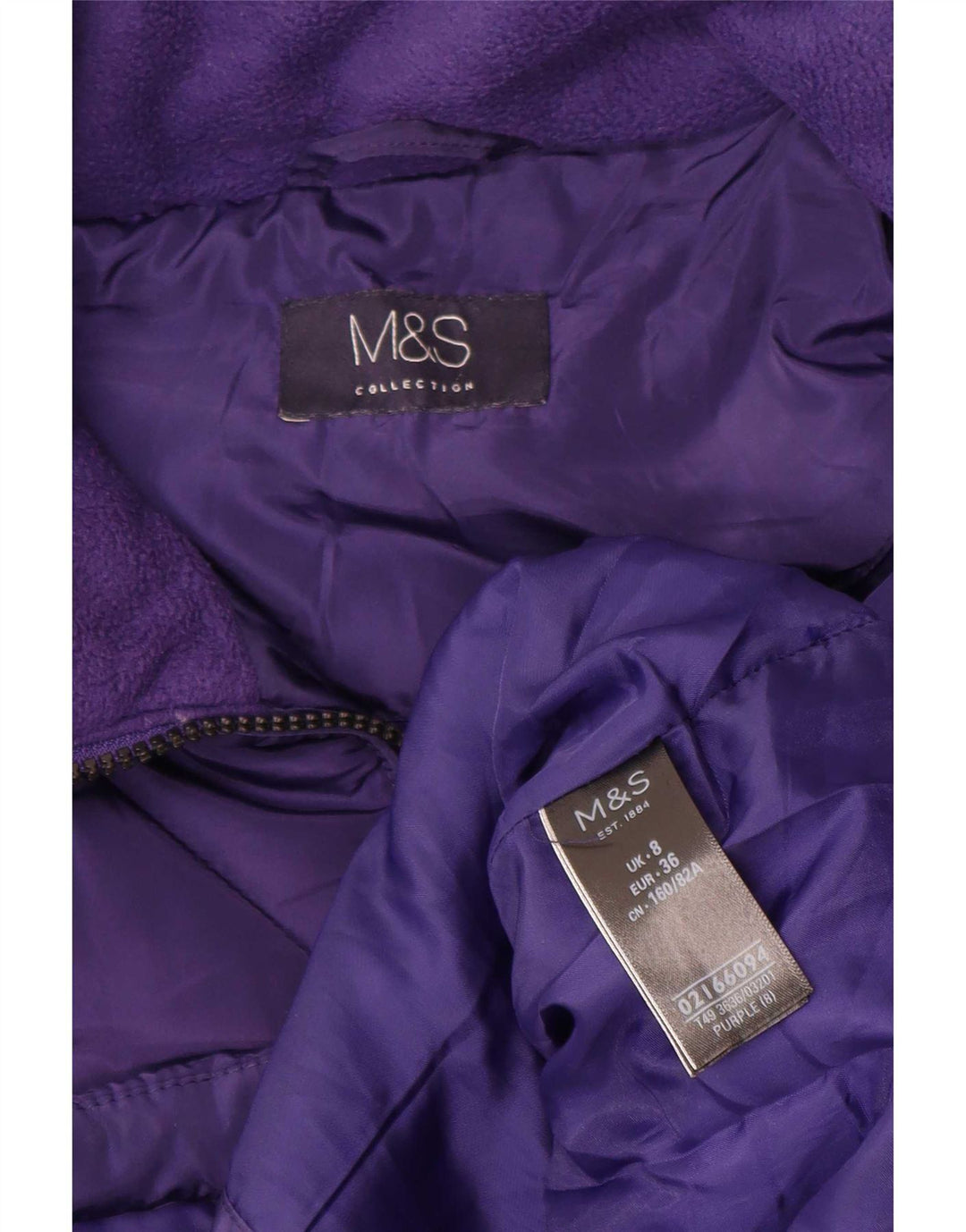Marks & Spencer Womens Padded Coat UK 8 Small Purple Polyester