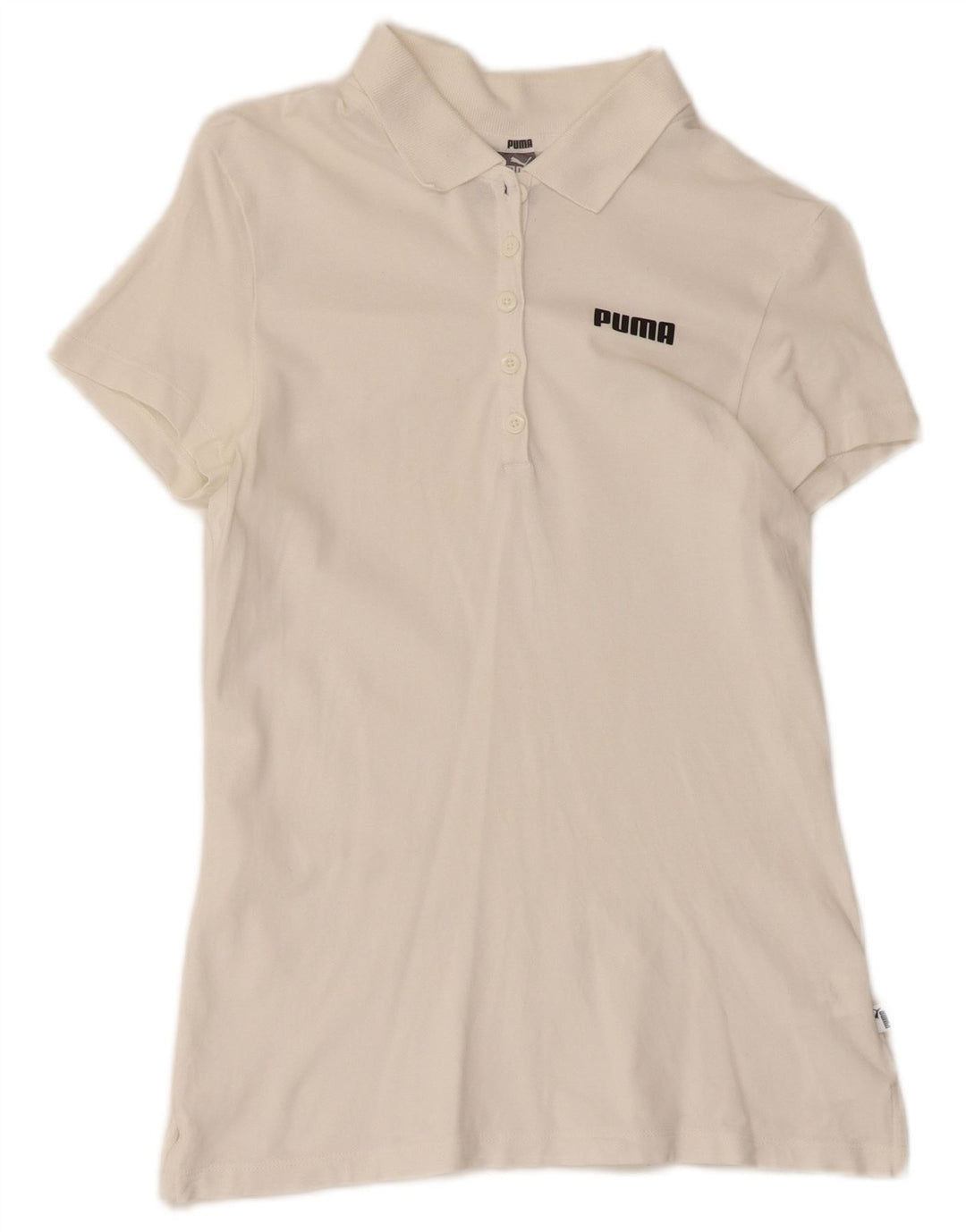Puma Womens Polo Shirt UK 10 Small White Cotton