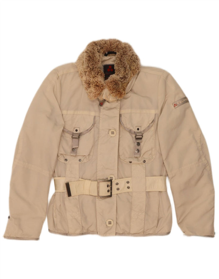 PEUTEREY Womens Padded Jacket IT 40 Medium Beige Polyamide