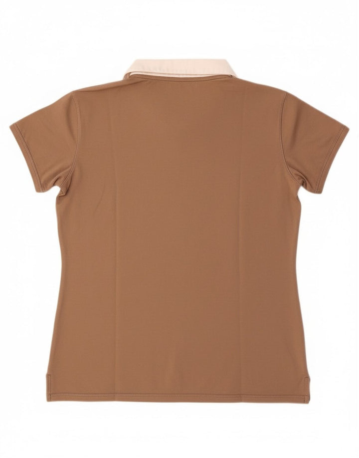 Nike Womens Polo Shirt UK 10/12 Medium Brown Cotton
