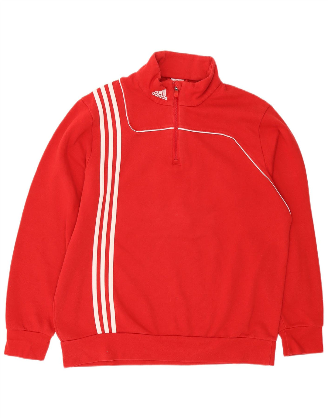 Adidas Mens Zip Neck Sweatshirt Jumper Large Red Cotton