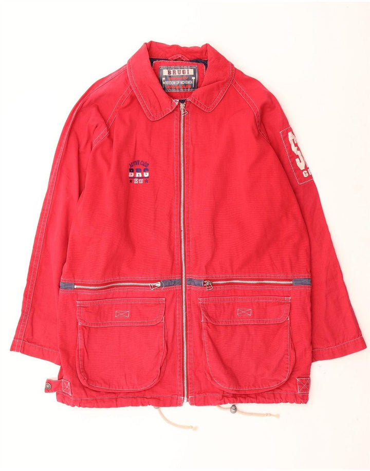 Brugi Mens Graphic Utility Jacket IT 52 XL Red Cotton