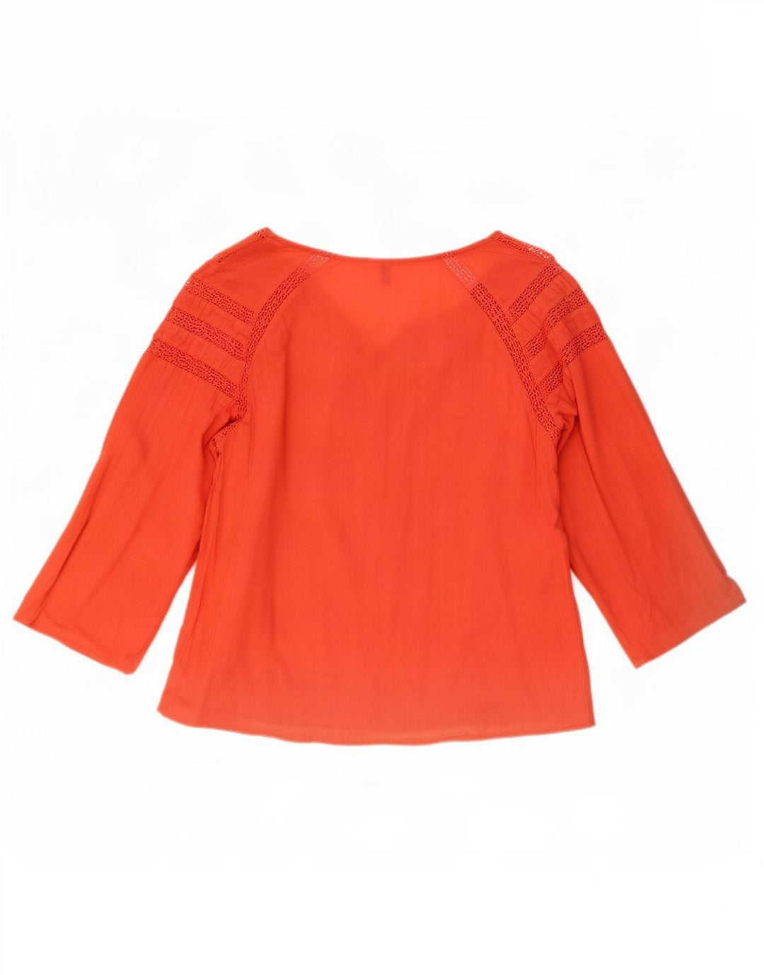 Benetton Womens 3/4 Sleeve Blouse Top UK 10 Small Orange Geometric