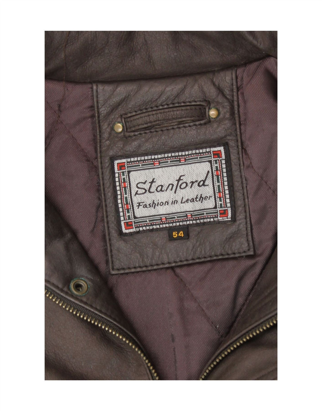 Stanford Mens Leather Jacket EU 54 2XL Brown Leather